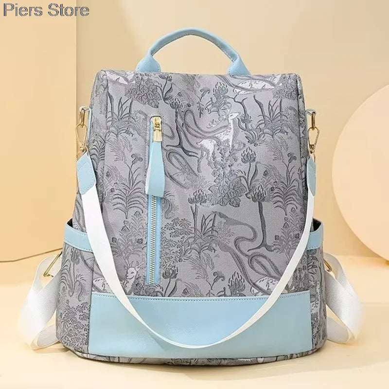 Großer Damen Rucksack aus weichem Lederlook – Modischer Softback Studentinnen-Rucksack mit viel Stauraum 