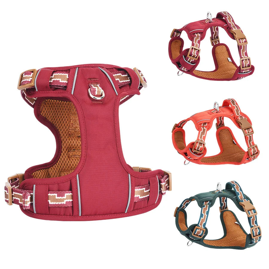 OODUDUOO No-Pull Hundegeschirr mit Reflexstreifen – Gepolstertes, ausbruchsicheres Hundegeschirr mit Leine für mittelgroße Hunde