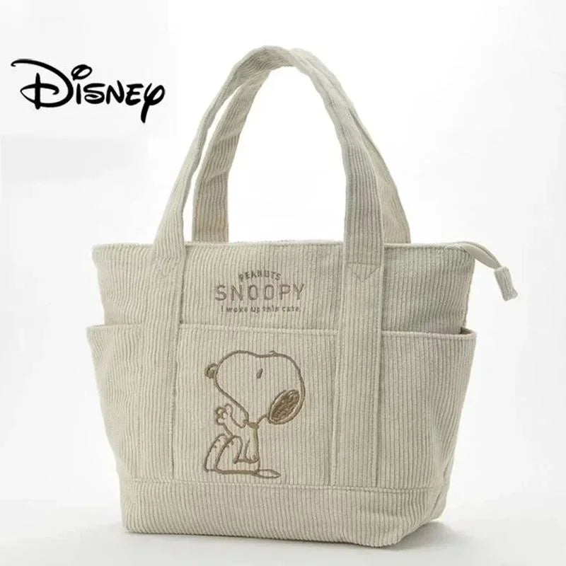 Disney Snoopy Cord Tote Bag - Große Cord Schulter- &amp; Handtasche mit Reißverschluss, viel Stauraum &amp; süßem Cartoon-Design 