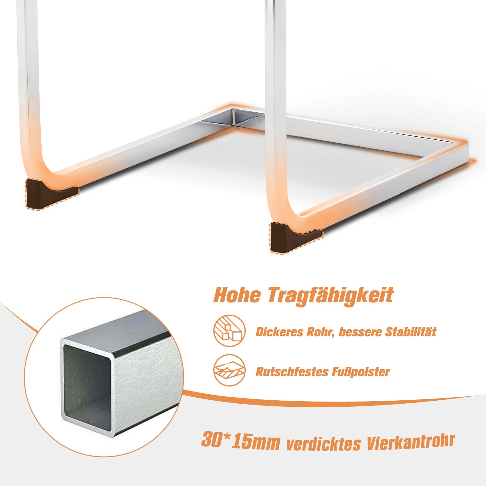 JYMTOM Set aus 4 Freischwinger-Esszimmerstühlen aus Kunstleder – Moderne Dining Chairs mit hoher Rückenlehne & verchromtem Metallrahmen