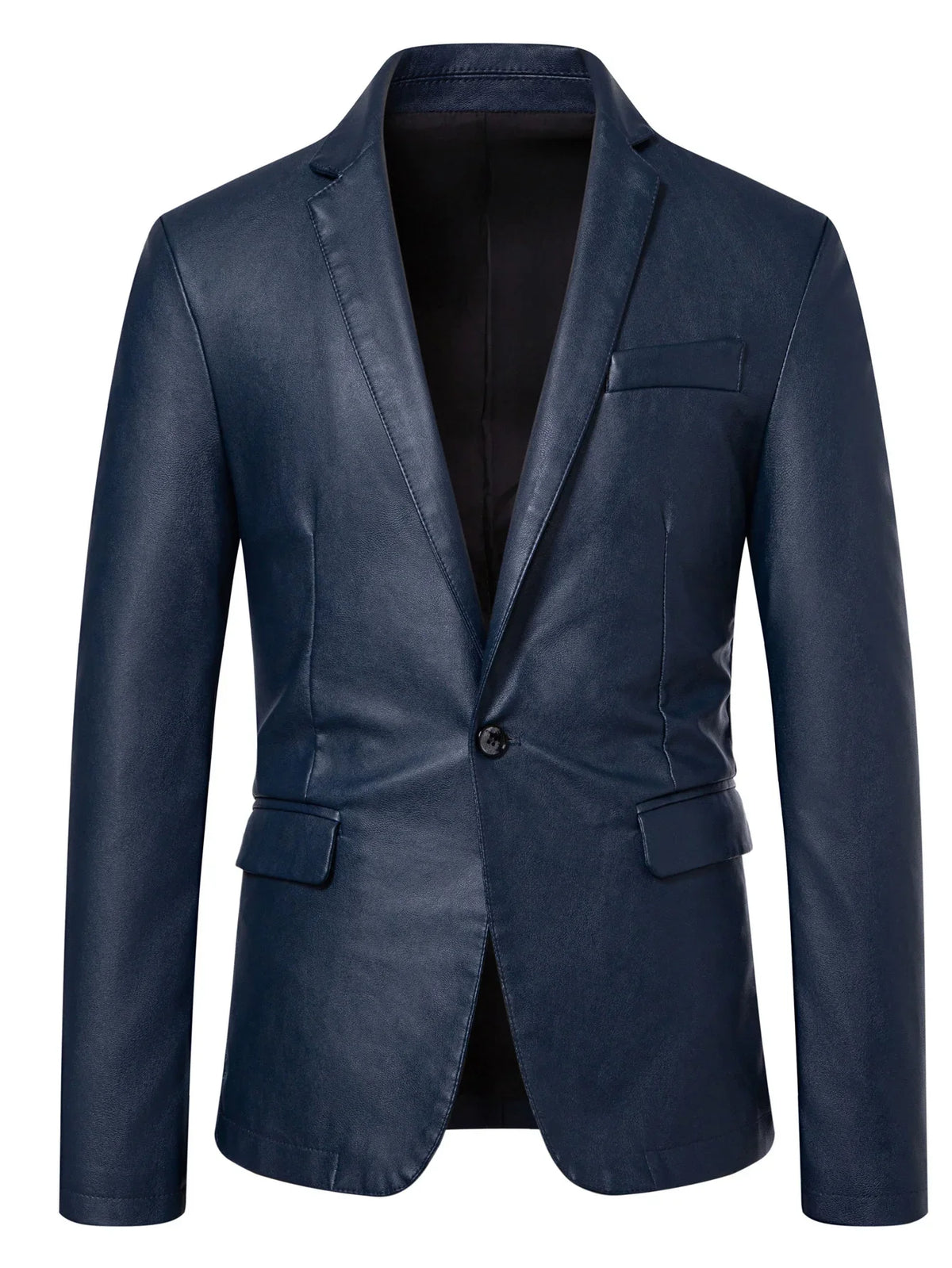 Veste en cuir PU pour hommes, coupe ajustée – Blazer décontracté au travail de pointe pour les repas et les herbes