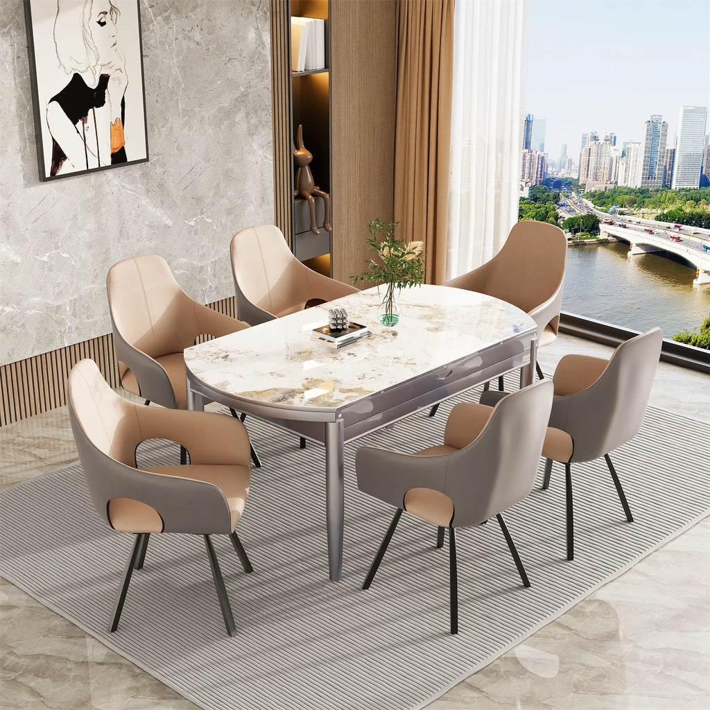 Mid-Century Moderne Esszimmerstühle – 2er Set Drehbare Polsterstühle aus Mikrofaser-Kunstleder mit Armlehnen & hoher Rückenlehne