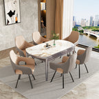 Mid-Century Moderne Esszimmerstühle – 2er Set Drehbare Polsterstühle aus Mikrofaser-Kunstleder mit Armlehnen & hoher Rückenlehne