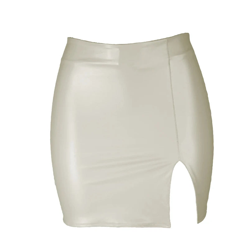 Damen PU Leder Minirock Schwarz – Figurbetonter Lederrock mit Reißverschluss, eleganter Sommer- & Clubrock in moderner Lederoptik