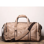 LUOKIR Retro Leder Reisetasche aus echtem Rindsleder – Grand sac de voyage en cuir de vache comme sac à main et bandoulière, sac de voyage et de week-end unisexe