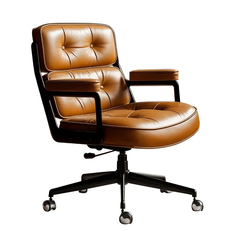 Ergonomischer Robin Bürostuhl aus Leder – Komfortabler Homeoffice- & Studienstuhl im Light-Luxury Design mit Armlehnen
