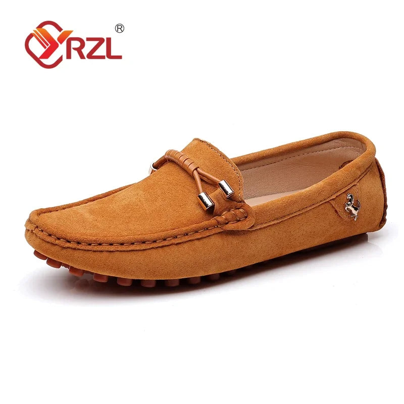 YRZL Herren Wildleder Loafer – Weiche Driving Mokassins en cuir véritable, Slip-On Flats en Übergrößen bis 48 