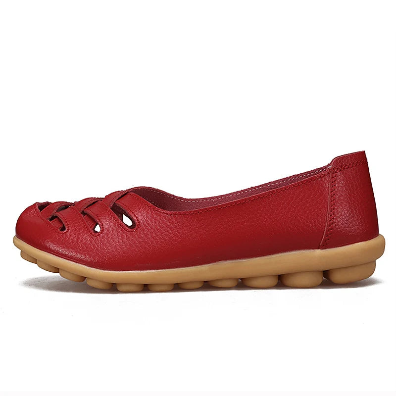 HAJINK Damen Leder Flats – Handgefertigte Loafers, Slip-On Ballerinas aus echtem Rindsleder