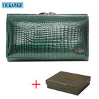 VICKAWEB Damen Geldbörse aus echtem Leder – Kleine Fashion Wallet mit Alligator-Prägung, Reißverschluss &amp; Druckknopf