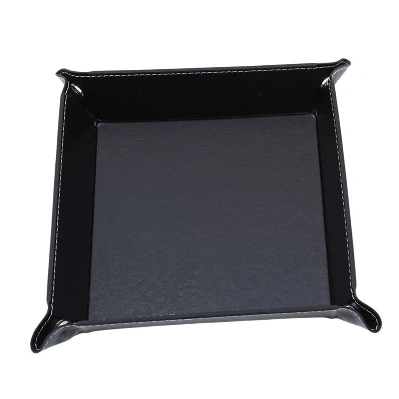 Faltbare PU Leder Ablageschale für Schreibtisch & Flur – Kreative Vier-Ecken-Desk-Tray für Schlüssel, Würfel & Kleinteile