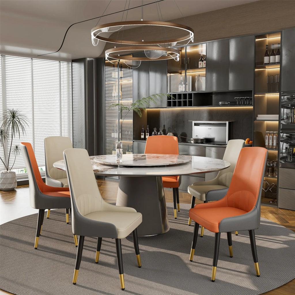 2er Set Esszimmerstühle aus Kunstleder – Moderne Polsterstühle mit Armlehnen, Metallbeinen & luxuriösem Zwei-Farben-Design