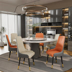 2er Set Esszimmerstühle aus Kunstleder – Moderne Polsterstühle mit Armlehnen, Metallbeinen & luxuriösem Zwei-Farben-Design