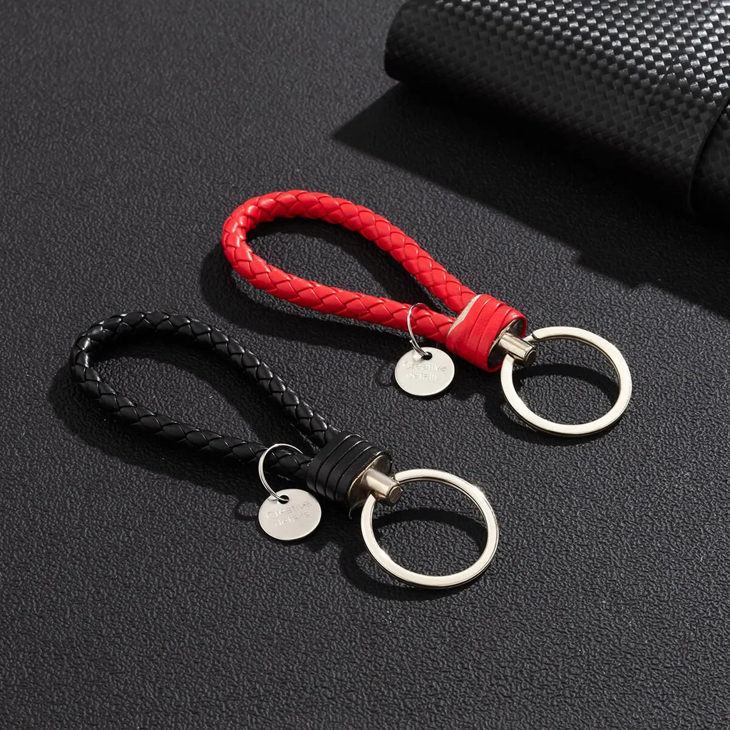 2er Set PU-Leder Schlüsselanhänger – Geflochtener Keychain &amp; Bag-Pendant mit Metallring für Damen &amp; Herren 