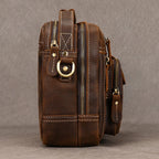 Luufan Herren Leder Aktentasche – Bolso bandolera vintage de piel Crazy Horse para iPad y oficina 