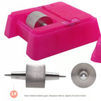 Quadratisches Lederkanten-Farbroller Set - Profi Oil Edge Box Werkzeug mit Zahnrädern für saubere Lederkanten (Rosé-Rot) 