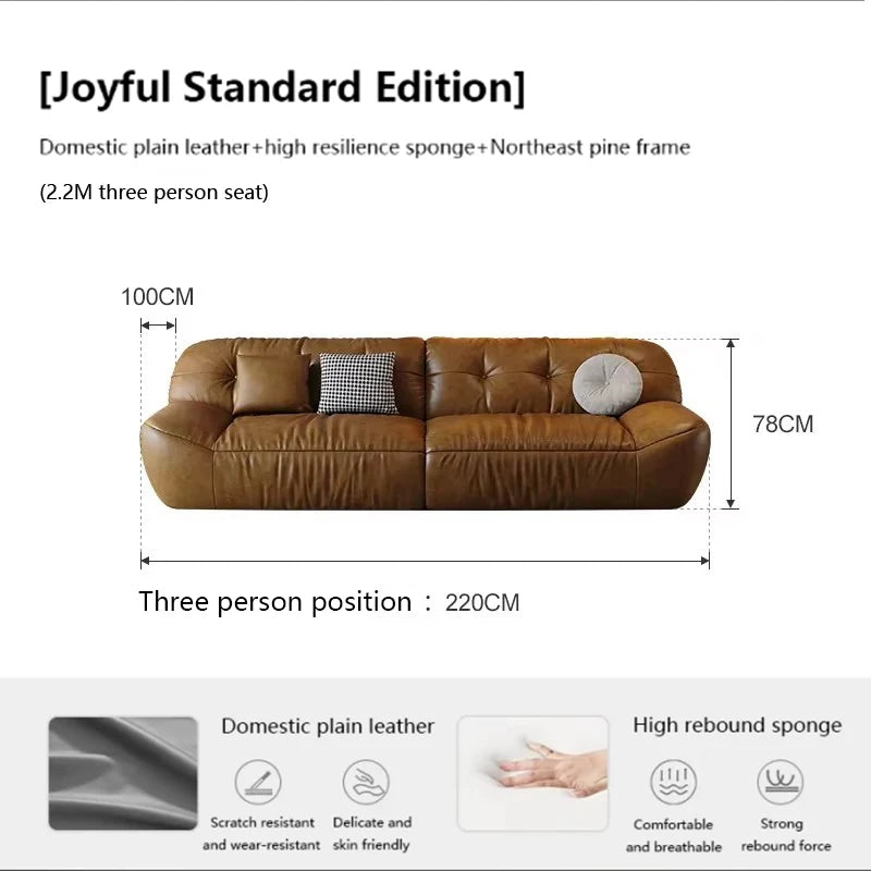 Luxus Leder Sofa für das Wohnzimmer – Modernes europäisches Design, elegante Wohnlandschaft für stilvolle Raumgestaltung