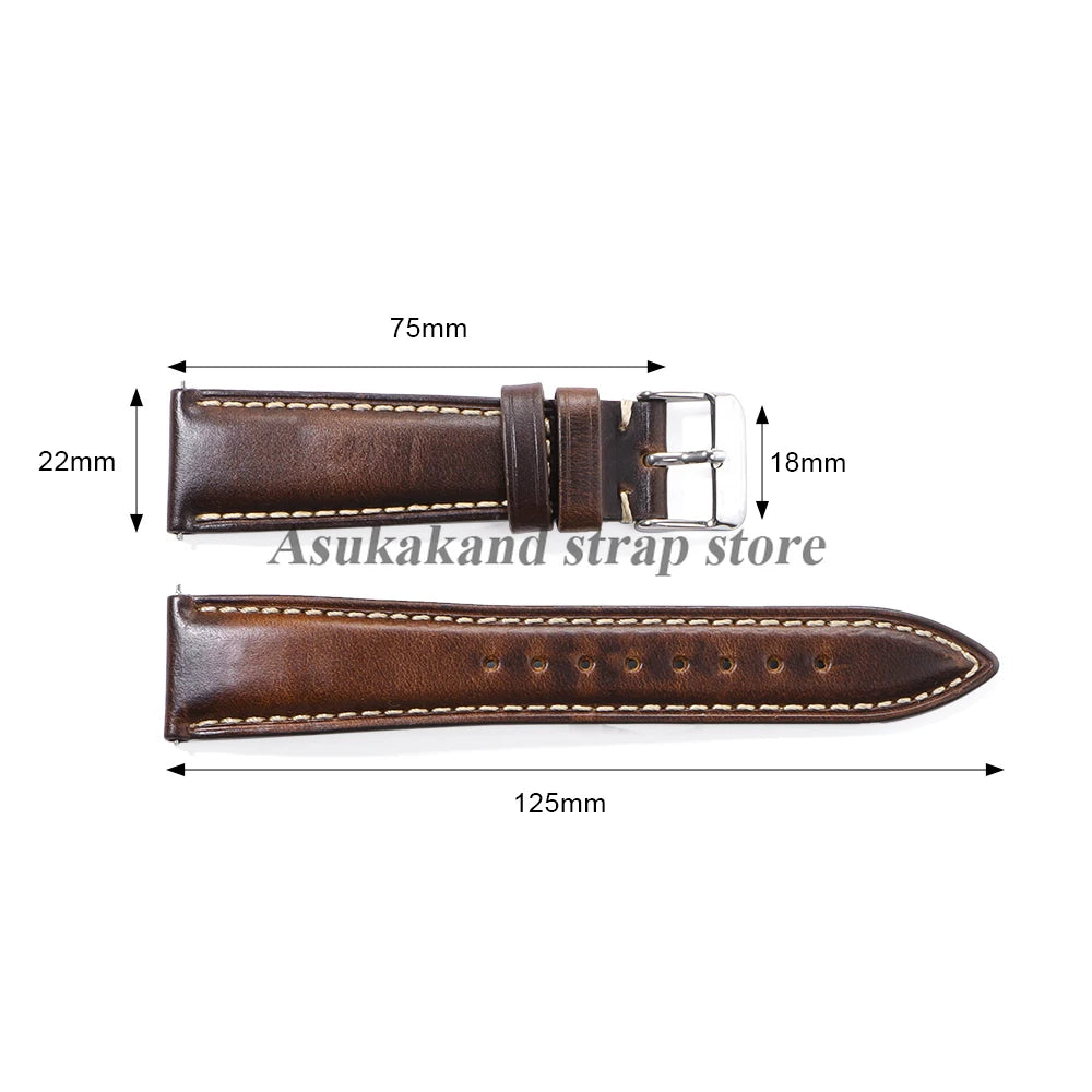 Vintage Uhrenarmband aus Oil-Wax-Leder - Correa de reloj de cuero de 18 mm a 22 mm con Dornschließe im klassischen Look para hombres y mujeres 