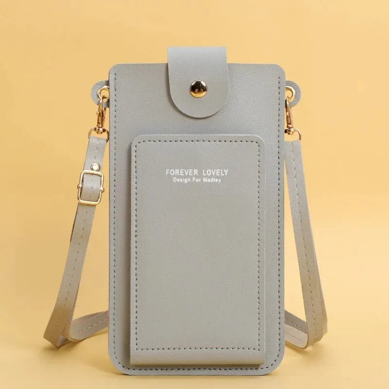 Damen Crossbody Handy-Geldbörse aus PU-Leder – Schultertasche mit Touchscreen-Handyfach, sicherem Verschluss & Business-Design
