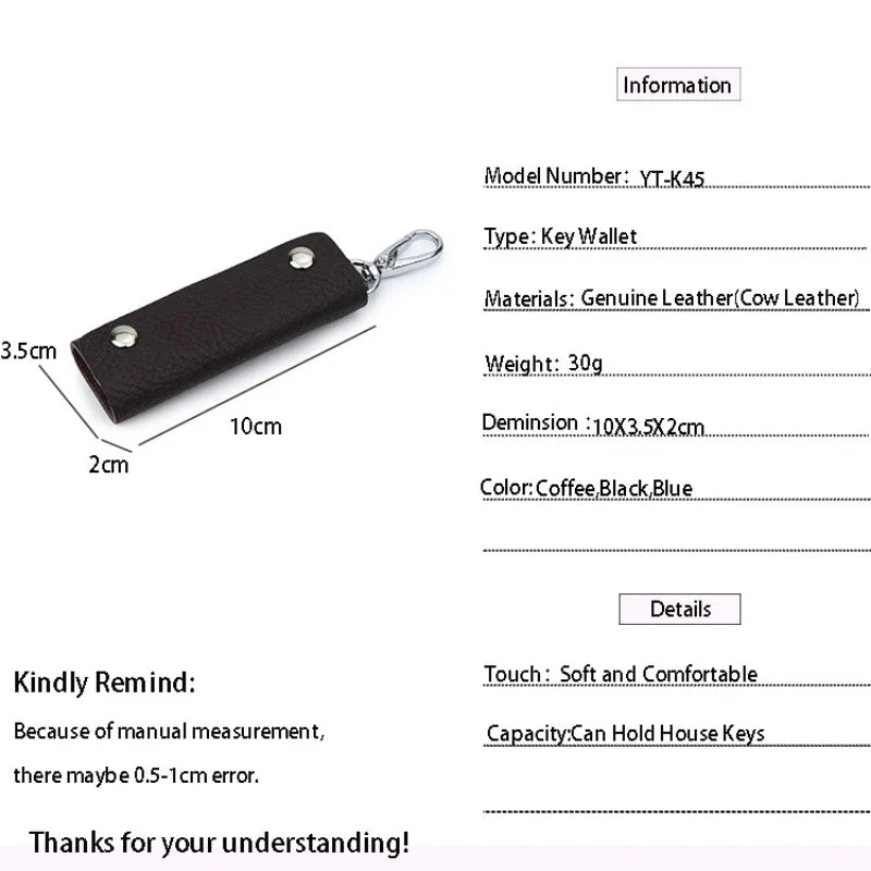 Herren Schlüssel Etui aus echtem Leder – Mini Schlüssel Tasche mit Metallhaken | Kompakter Schlüsselhalter & Key Wallet