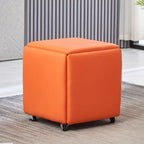 Siège de siège 5 en 1 en cuir PU avec roulettes – Pouf multifonction, tabouret et coussin de chaise pour femmes et hommes