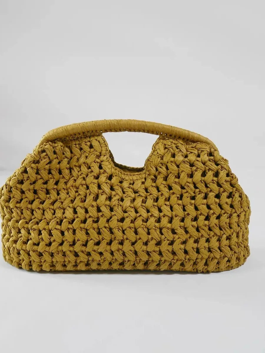 Elegante Damen Straw Handtasche – Geflochtene Schultertasche mit Kettenriemen, Sac de plage à bandoulière moderne pour l'été 