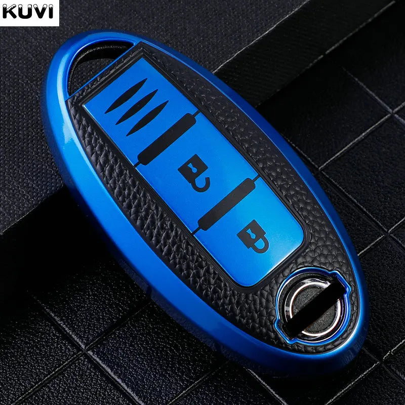 Premium Leder-TPU Autoschlüssel Hülle für Nissan & Infiniti – Robuste Key Case Cover Schale für Qashqai, X-Trail, Juke & mehr