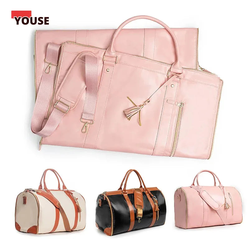 Vintage Reise Duffle Bag mit Schuhfach – Große wasserdichte Travel Tote & Garment Tasche aus PU, multifunktionale Handgepäck-Tasche für Damen & Herren