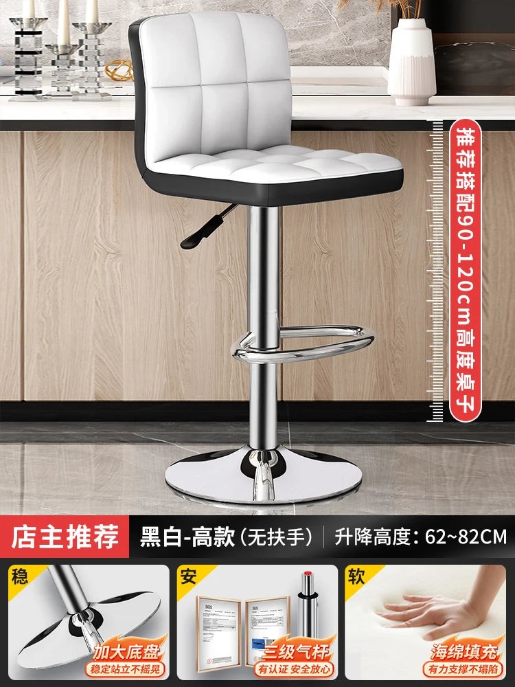 Designer Leder Barhocker in Schwarz – Moderner minimalistischer Barstuhl, ergonomisch & komfortabel für Bar, Schlafzimmer und Gewerbe