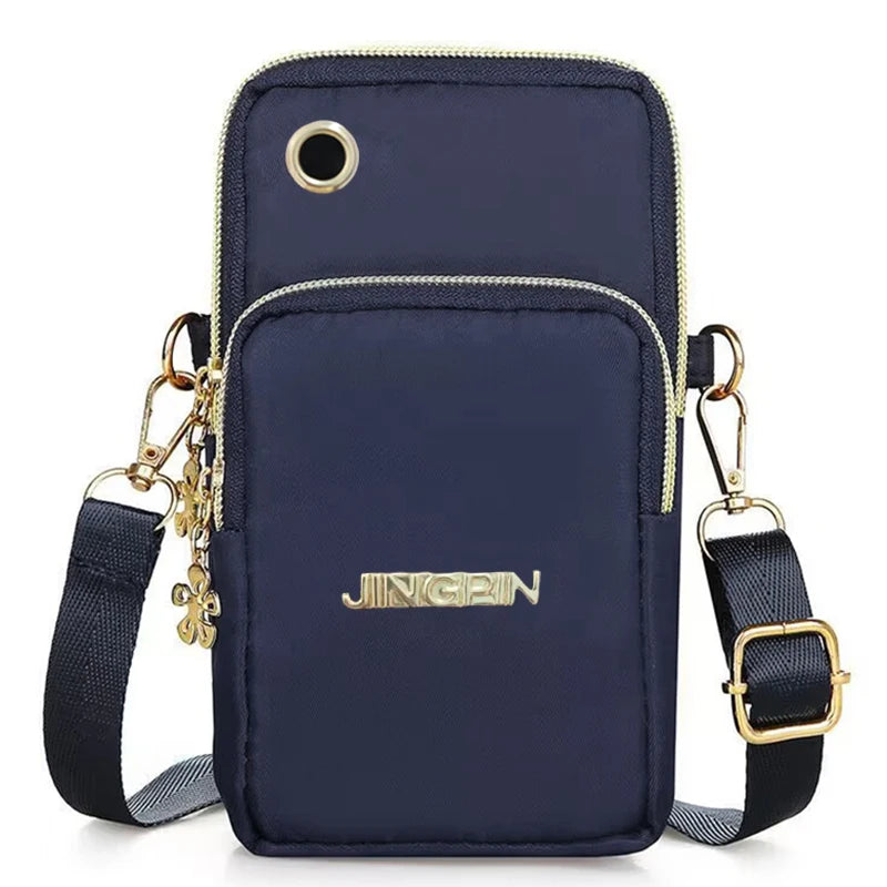 Damen Mini Crossbody Tasche – Vertikale Handy Umhängetasche mit Reißverschluss & Handschlaufe, Praktische Alltagstasche