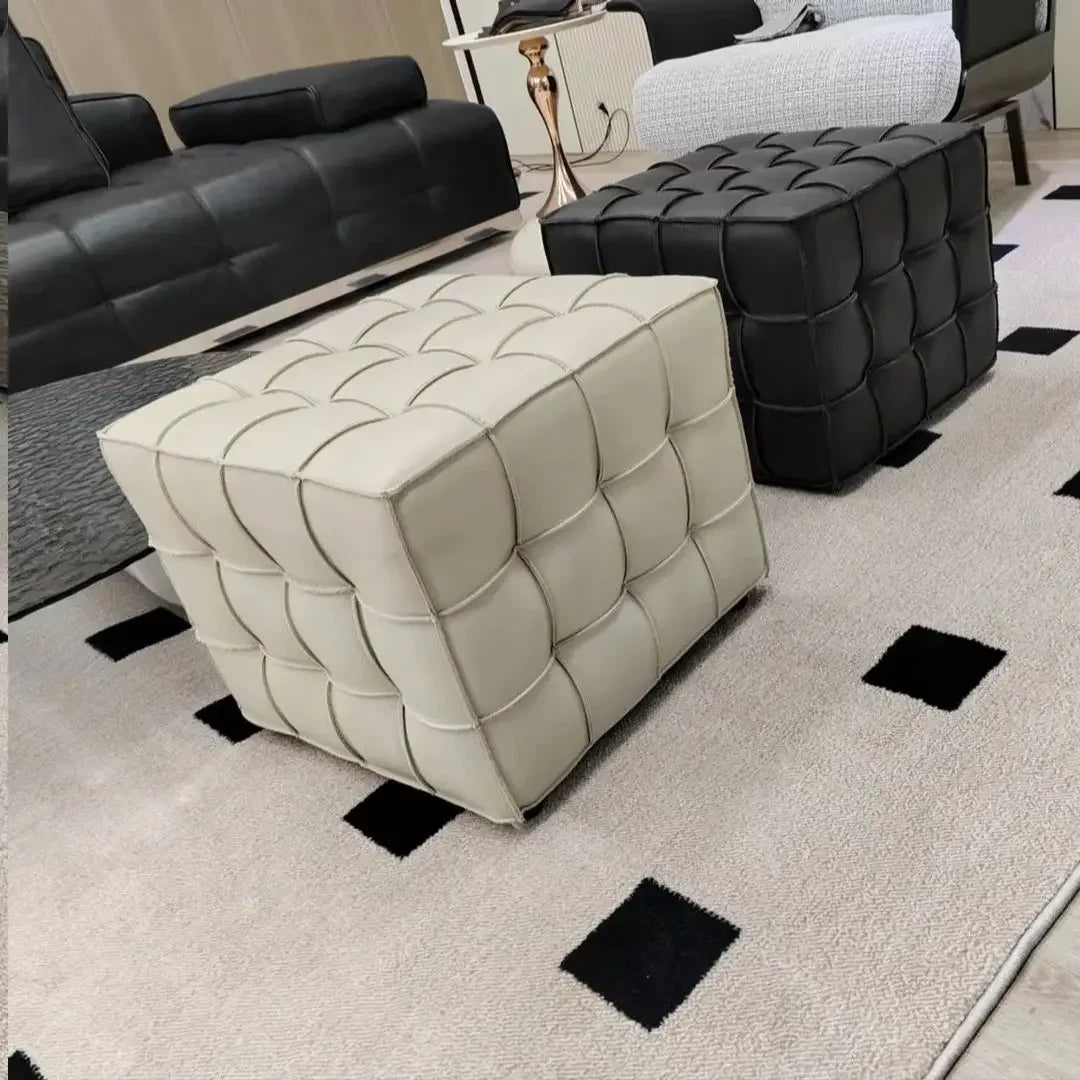 Puzzle Cube Sitzhocker aus PU-Leder – Light Luxury Ottoman & Schuhwechsel-Hocker, platzsparendes Design für Wohnzimmer & Flur