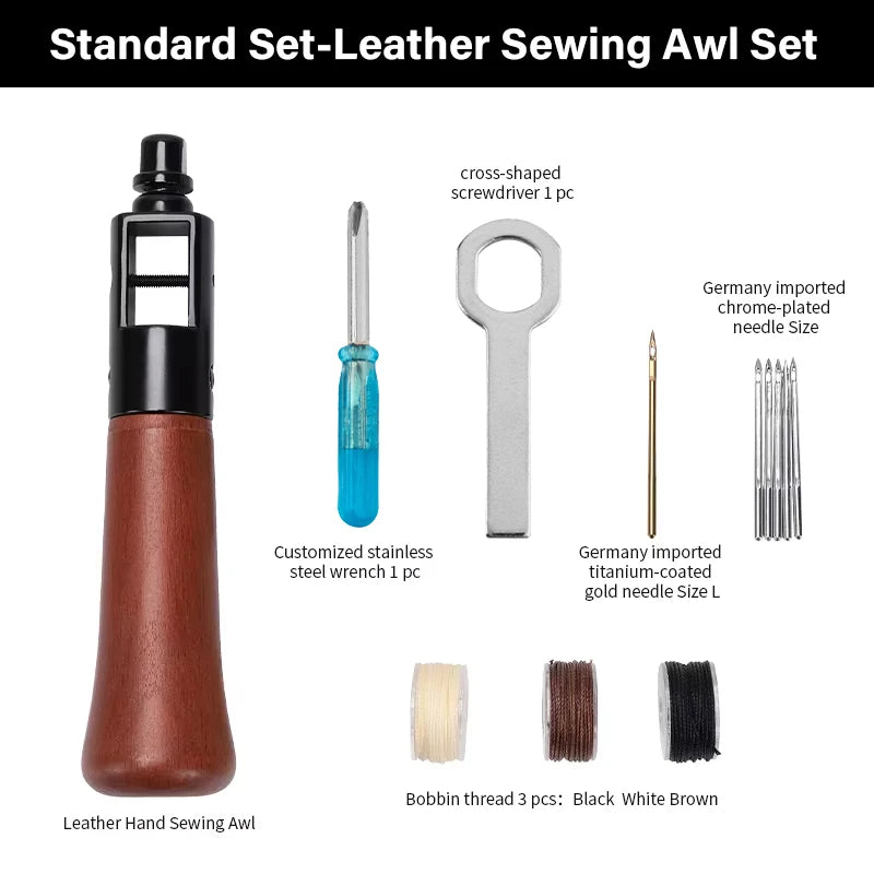 WUTA Leder Nähahle Speedy Stitcher Set – Profi Handnäh-Werkzeug für Leder, Canvas & Reparaturen