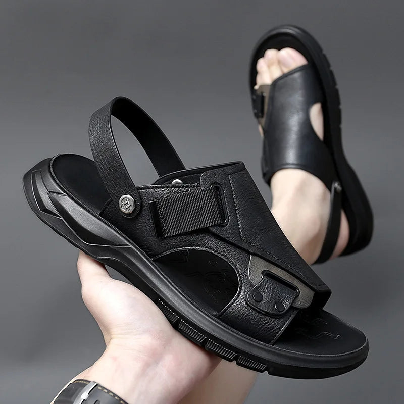 CINESSD Herren Sommer Sandalen – Air Cushion Slipper aus Lederoptik, weiche Sohle, Outdoor & Beach Schuhe für junge Männer