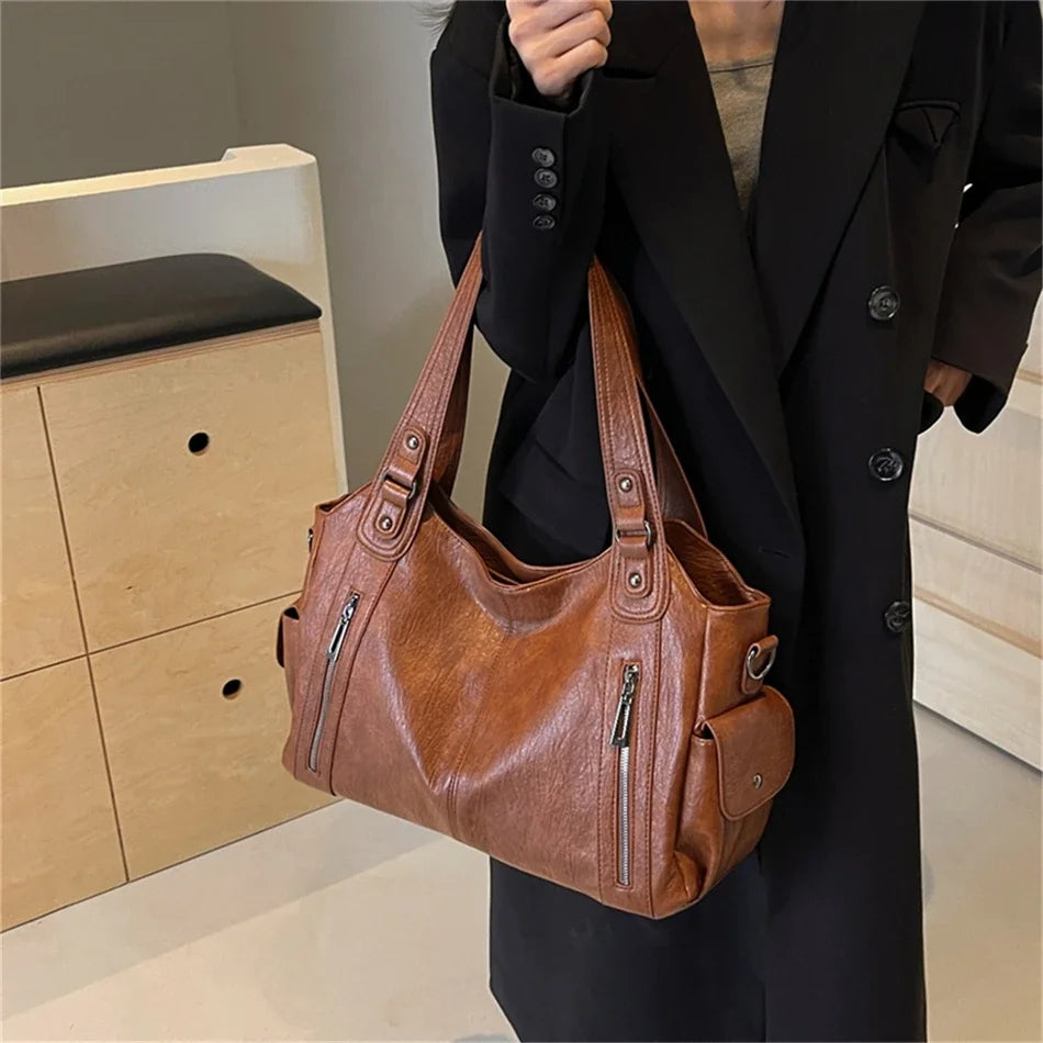 VANDERWAH Damen Schultertasche – Grand sac fourre-tout en cuir PU, sac hobo élégant et sac messager pour étiquettes et shopping