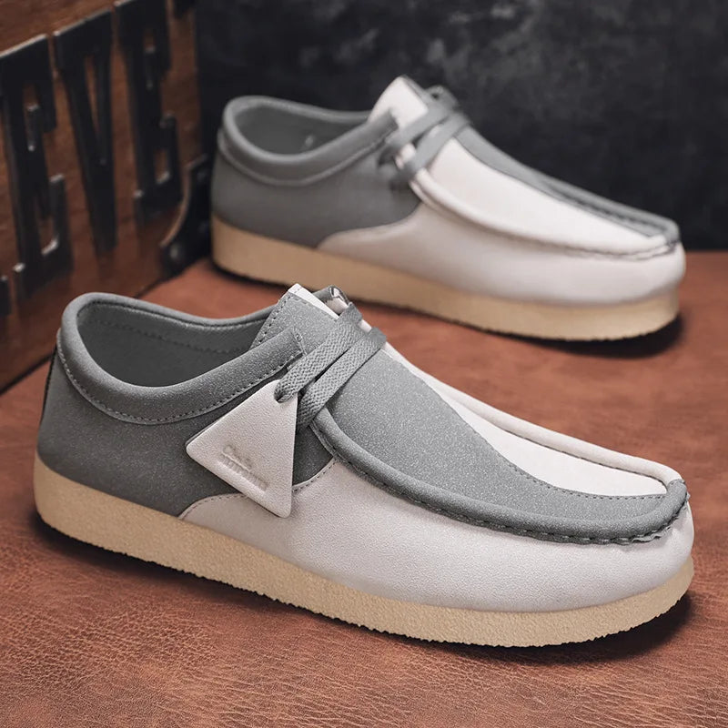 Khaki Herren Loafer aus Velours-Optik – Leichte Slip-On Mokassins mit Plateau, Komfortable Driving Shoes für Freizeit & Alltag
