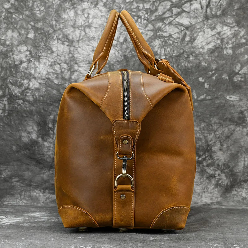 Luufan Crazy Horse Bolsas de cuero para hombres – Große Vintage Travel Duffel aus echtem Rindsleder mit Schultergurt