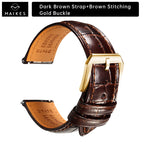 MAIKES Brassard de luxe en cuir avec dégagement rapide - Brassard Premium 20 mm / 21 mm / 22 mm avec fermeture papillon pour brassard élégant