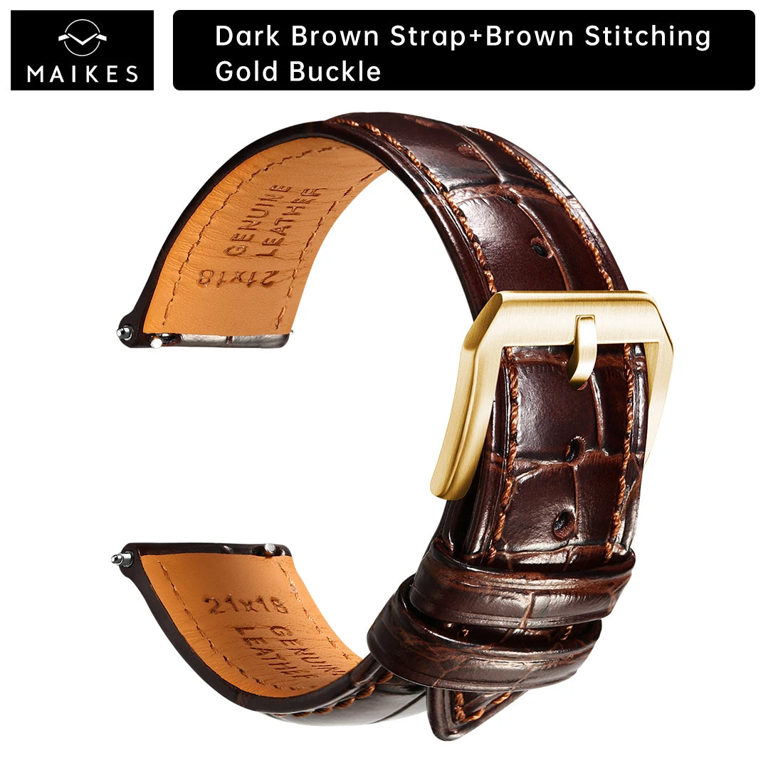 MAIKES Luxus Leder Uhrenarmband mit Quick Release – 20 mm / 21 mm / 22 mm Premium Armband mit Butterfly-Schließe für elegante Armbanduhren