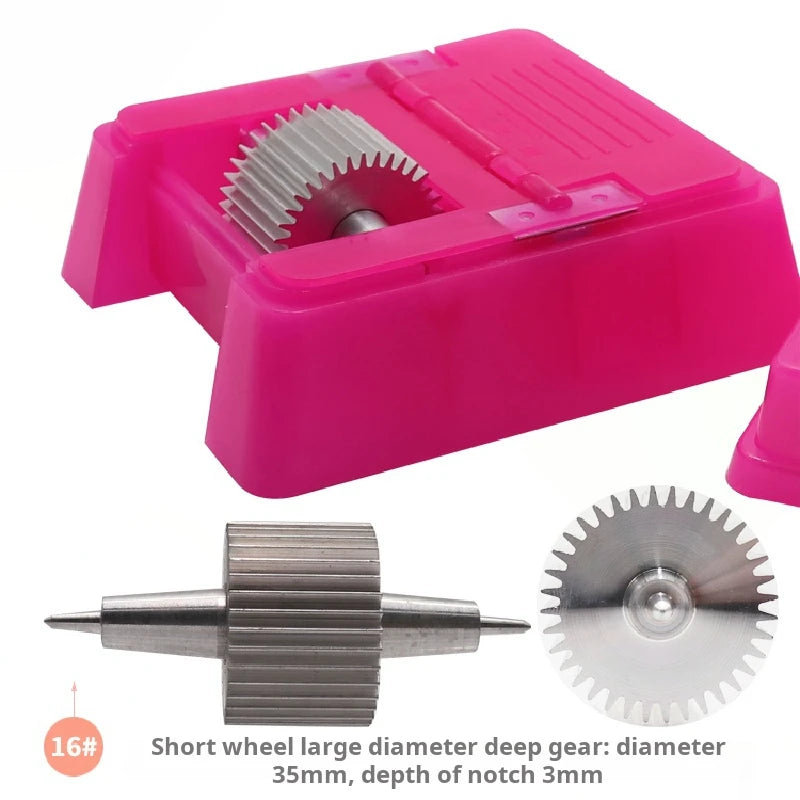 Quadratisches Lederkanten-Farbroller Set - Profi Oil Edge Box Werkzeug mit Zahnrädern für saubere Lederkanten (Rosé-Rot) 