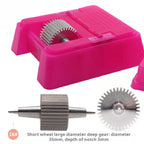 Quadratisches Lederkanten-Farbroller Set - Profi Oil Edge Box Werkzeug mit Zahnrädern für saubere Lederkanten (Rosé-Rot) 