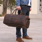 WANTING Crazy Horse Leder Reisetasche für Herren – Große Fitness- & Travel Duffel aus echtem Rindsleder mit Nass-/Trockenfach