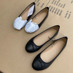 2026 Damen Ballerinas – Elegante Flats mit Schleifen-Bowknot, runde Spitze, bequeme Slip-On Loafers aus Leder für Frühling und Alltag