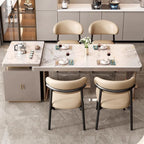 Italienischer Polster-Esszimmerstuhl aus Leder – Moderner Küchenstuhl mit Rückenlehne, High-Density Schaum &amp; stabilem Eisenrahmen im nordischen Design