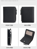 Genuine Leather Damen RFID Geldbörse – Kleine Bifold Kurzbörse mit Reißverschluss-Münzfach & Mehrfachkartenhalter