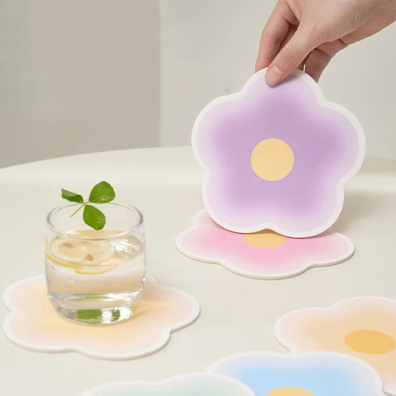 Blumenförmige Leder Untersetzer & Tischmatten – Hitzebeständig, rutschfest & dekorativ, kreative Platzsets in Farbverlauf