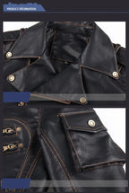 Herren Winter PU Lederjacke Schwarz – Modische Motorradjacke aus Kunstleder mit Reißverschluss & Taschen für Herbst & Winter