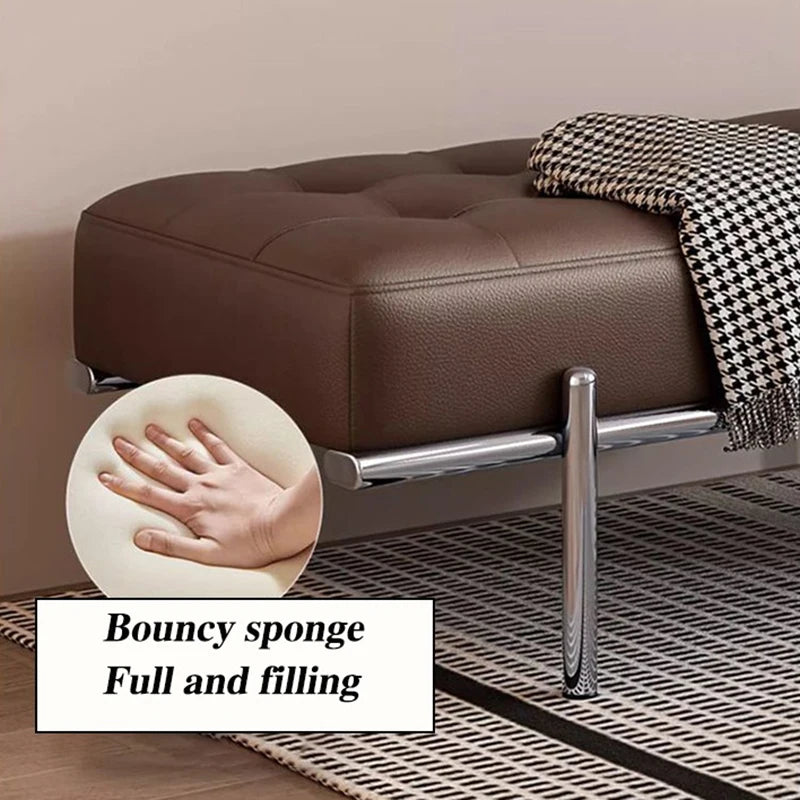 Luxus Leder Ottoman Sitzbank – Moderner Schuhwechsel-Hocker für Flur, Wohnzimmer & Eingangsbereich