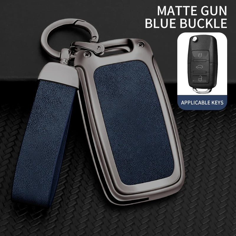 Premium Autoschlüssel Hülle aus Metall & Leder für VW, Skoda & Seat – Key Case Cover für Polo, Golf, Passat, Tiguan, Octavia, Leon & mehr