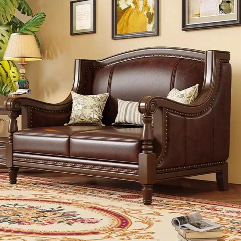 Luxuriöses Designer-Ledersofa im Chesterfield-Stil – Relax Couch aus Rindsleder mit High-Rebound-Polsterung, modernes Lounge-Sofa für Wohnzimmer & Wintergarten