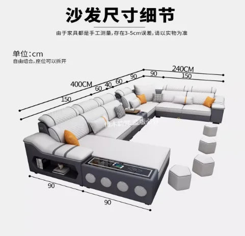 Minimalistisches elektrisches Leder-Ecksofa – Komfortables Luxus Schlafsofa mit Stauraum für moderne Wohnungen