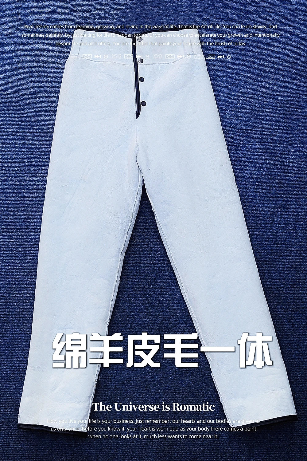 Herren Schaffell-Lederhose 2025 mit hohem Bund – Warme Echtlederhose aus Lammleder, winterfeste Casual Lederhose